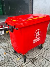 Thùng rác nhựa 660 lít HDPE bánh xe 3 660 3