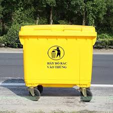 Thùng rác nhựa 660 lít HDPE bánh xe 4 660 4