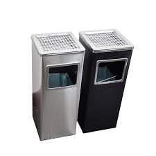 Thùng rác inox gạt tàn vuông A34-B (240x240x610)mm 6 a6