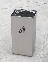 Thùng rác inox vuông nắp lật A34-G (305 x 305 x 610) mm