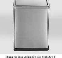 Thùng rác inox vuông nắp lật A36-F 4 h4