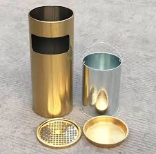 Thùng rác inox gạt tàn tròn A35-A (250 x 610) mm 6 k6